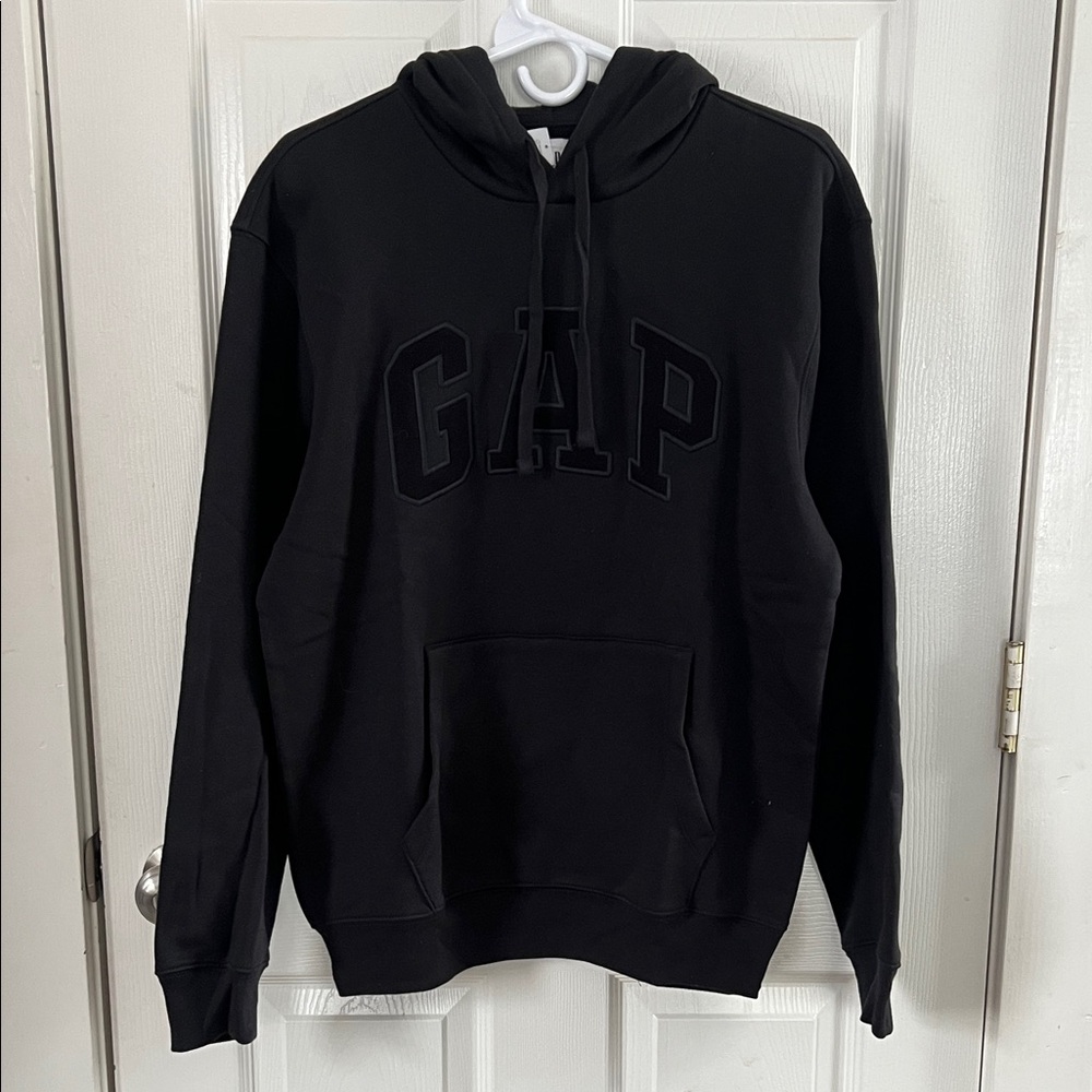 NWT Gap Basic Logo Black Grey Pullover Hoodie Size S Unisex
